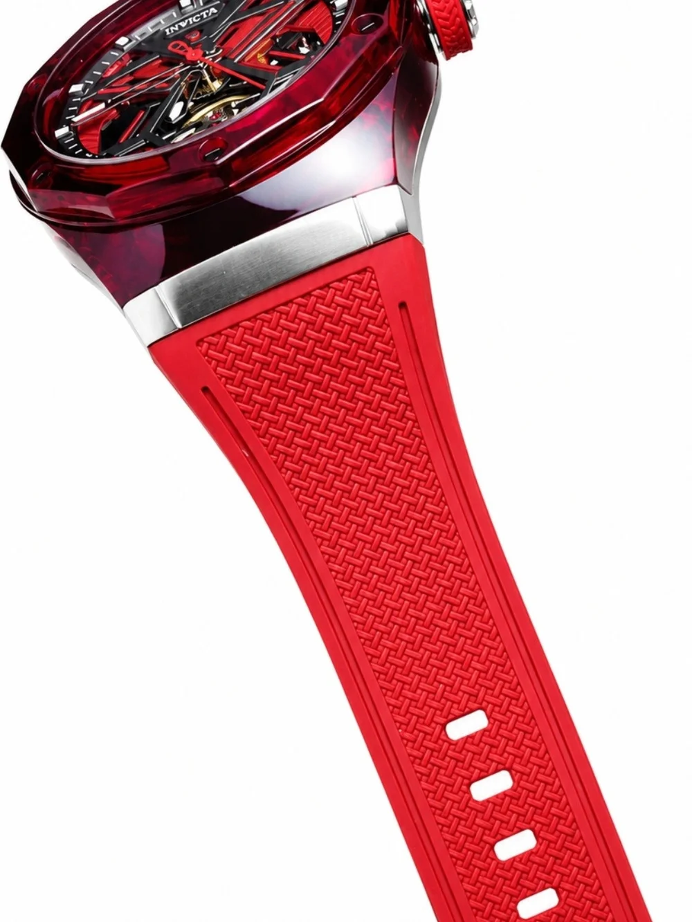 Invicta 69542 Celestial Orbitha Skeleton Dial Red Silicone Men's Watch NEW